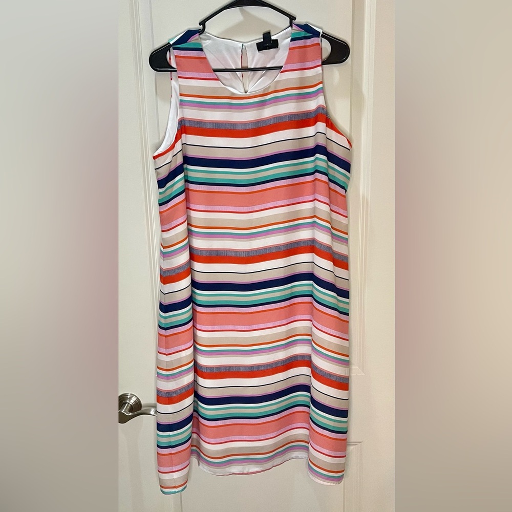 Multicolor Party Dress Sleeveless Striped Fully Lined Size 16